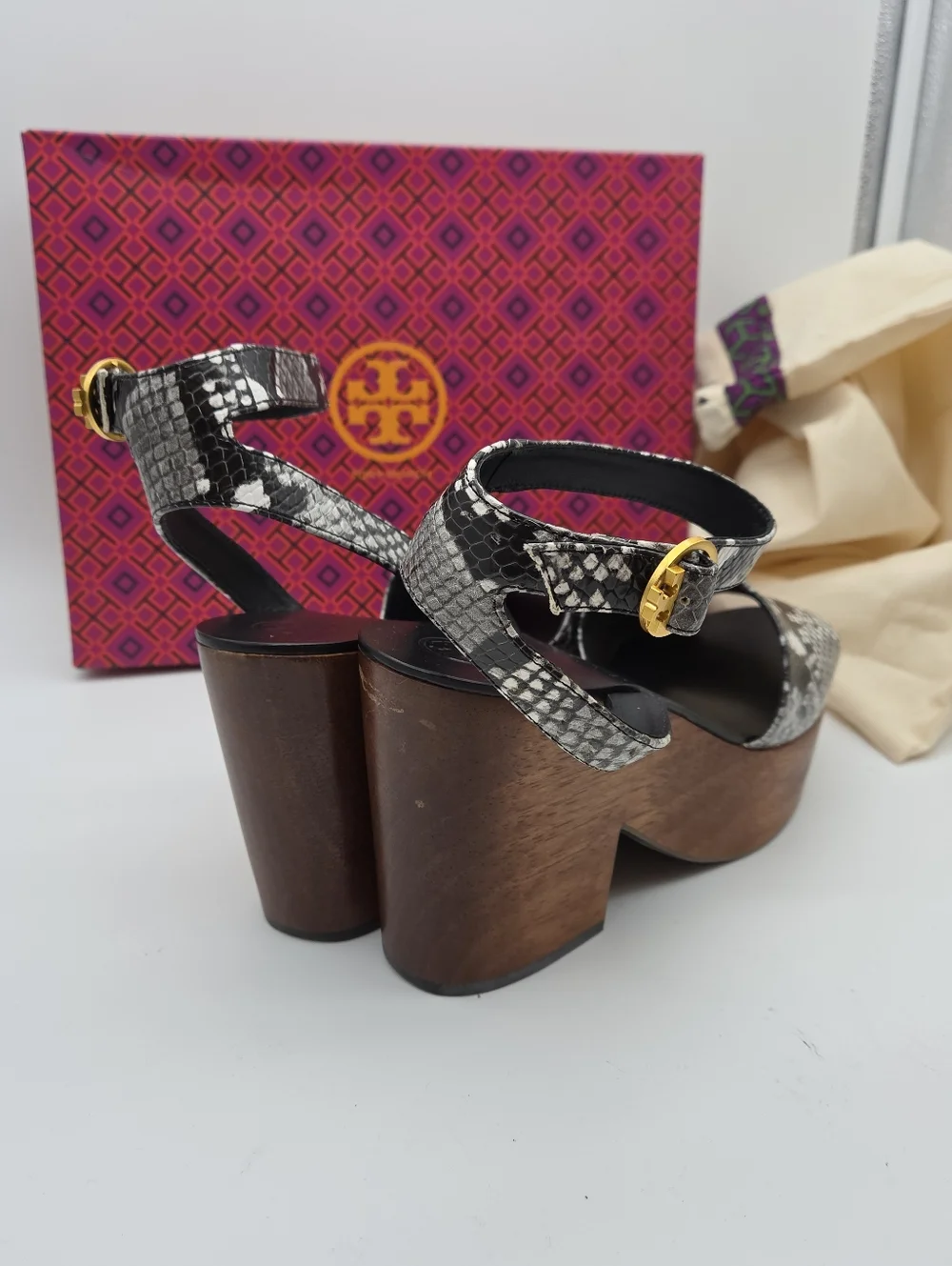 NEW‎ Tory Burch Camilla Platform Sandals in Diamond Roccia Print Size 10
